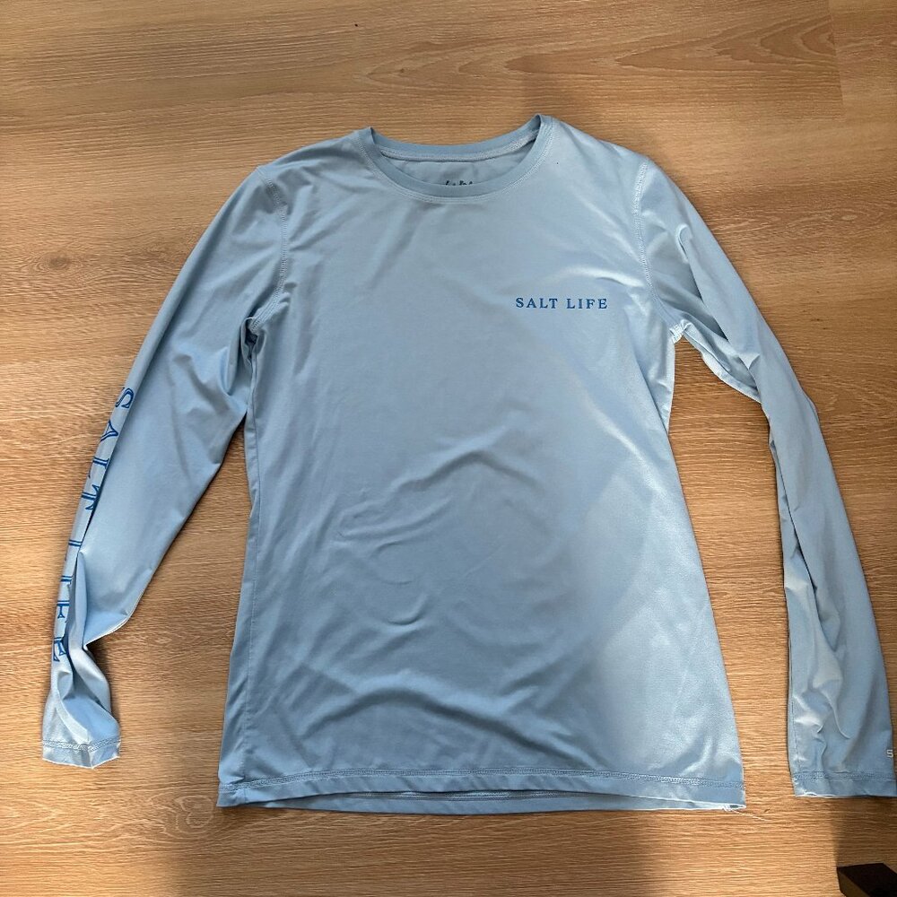 Men's Blue Salt Life Long Sleeve Shirt Size Medium SLX Performance
